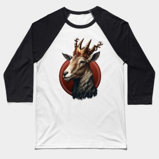 Goat King With Crown Baseball T-Shirt